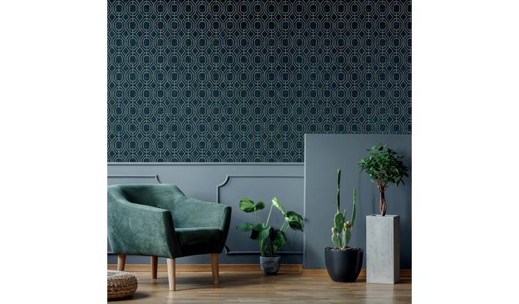 Superfresco Easy Luxe Geo Teal Wallpaper