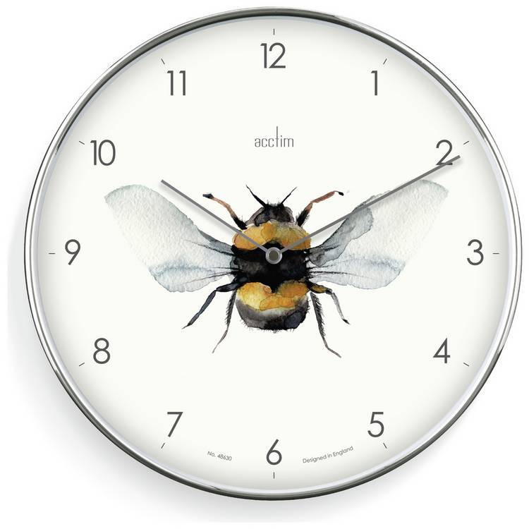 Acctim Society Bee Analogue Wall Clock - Silver 0