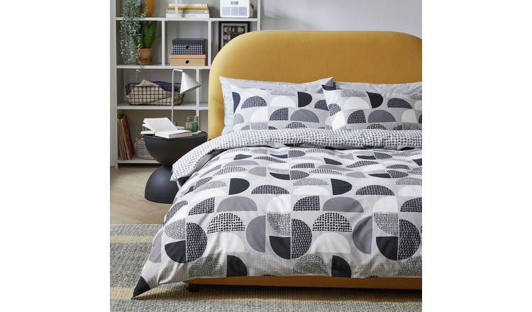 Habitat New Geo Blocks Monochrome Bedding Set - King size