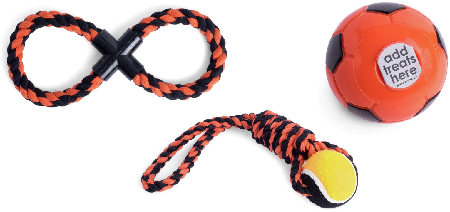 Petface Strong Tennis Ball Rope Dog Toy Set