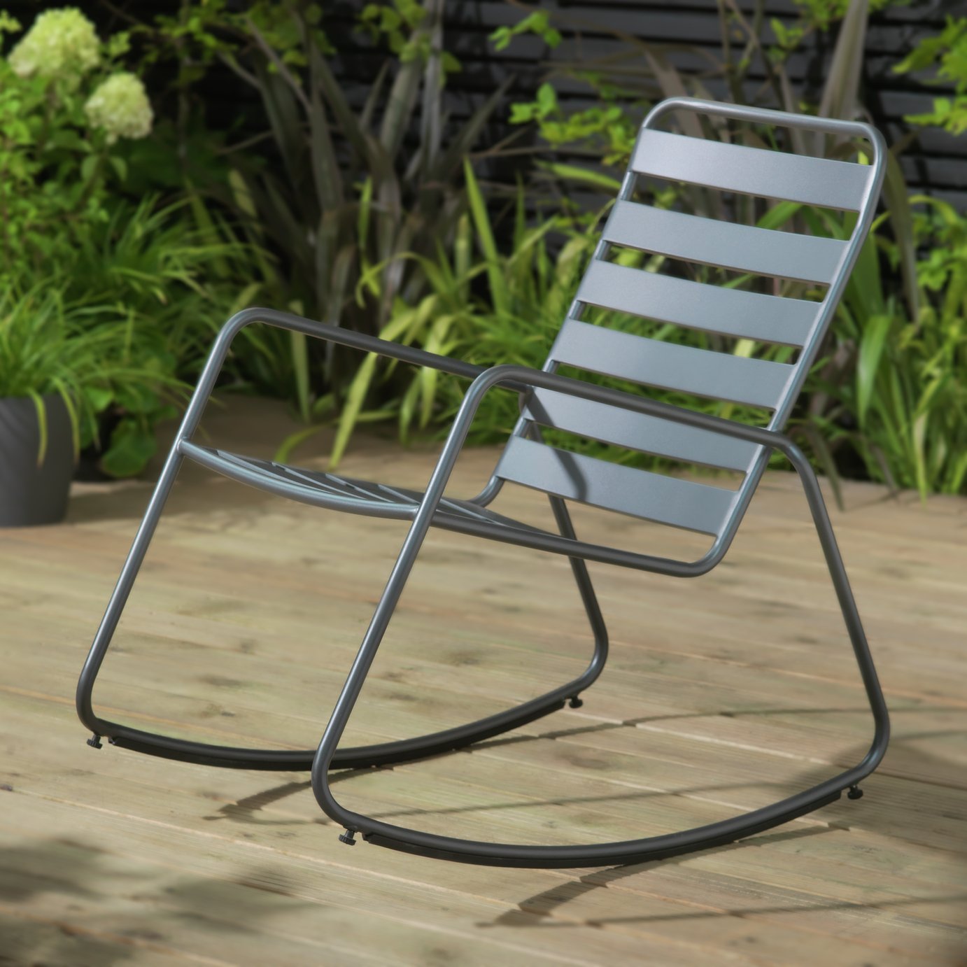 Argos Home Steel Garden Rocking Chair - Charcoal