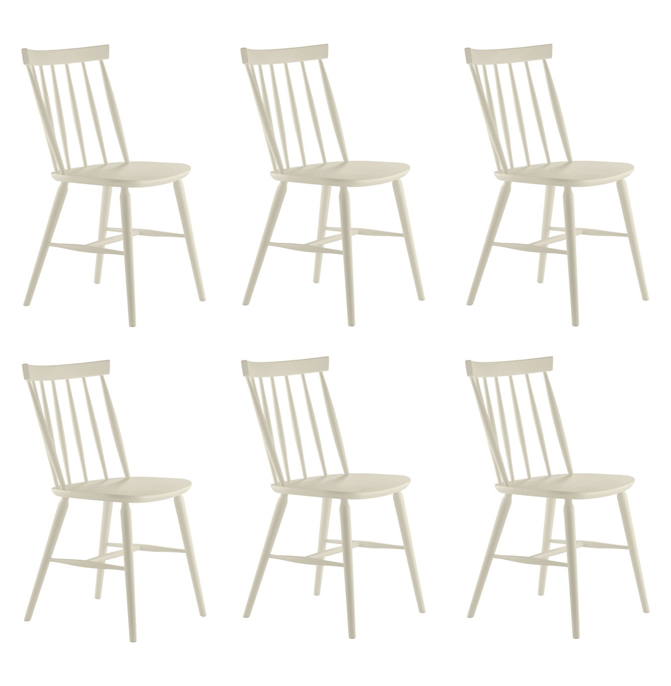 Habitat 6 Talia 6 Solid Wood Dining Chairs - White