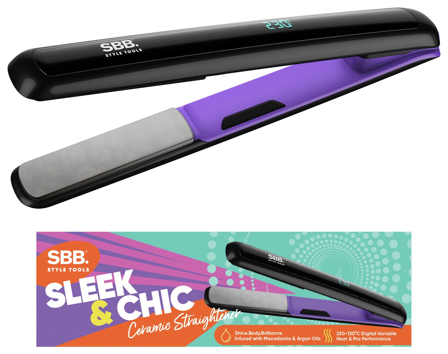 SBB SBST-1000 Sleek & Chic Ceramic Hair Straightener