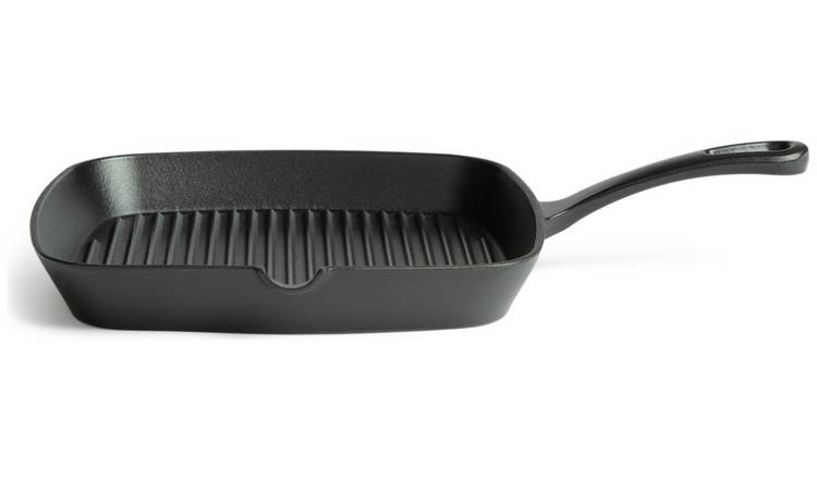 Habitat 23cm Cast Iron Griddle Pan - Black