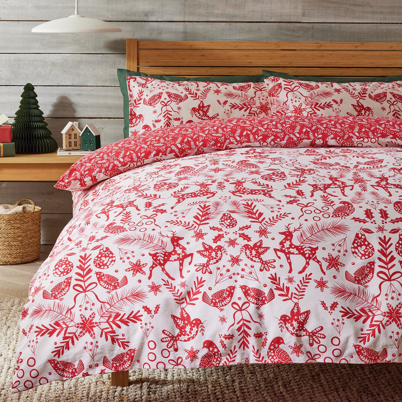 Argos Home Christmas Festive Folk Print Bedding Set - Double