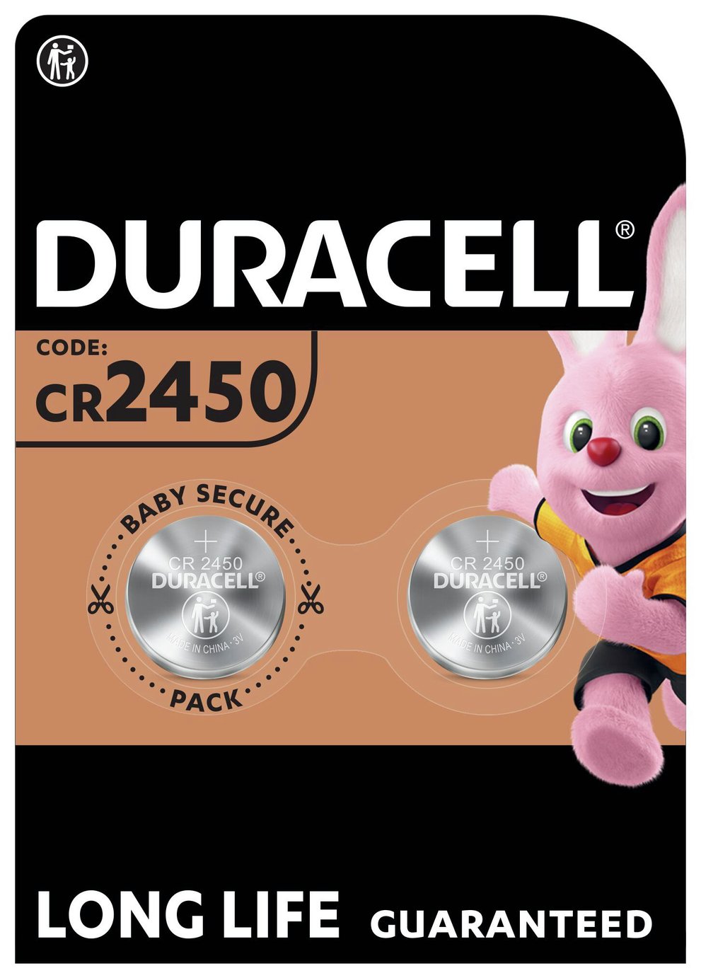 Duracell 2450 Lithium Coin Batteries 3V (CR2450) - Pack of 2