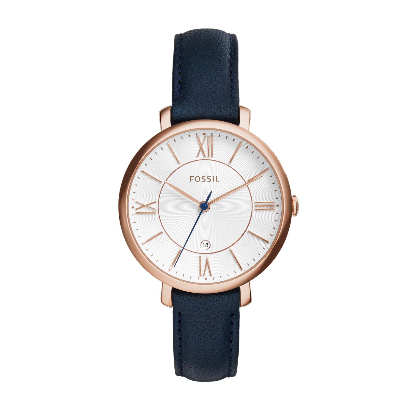 Fossil Ladies Jacqueline Navy Leather Strap Watch