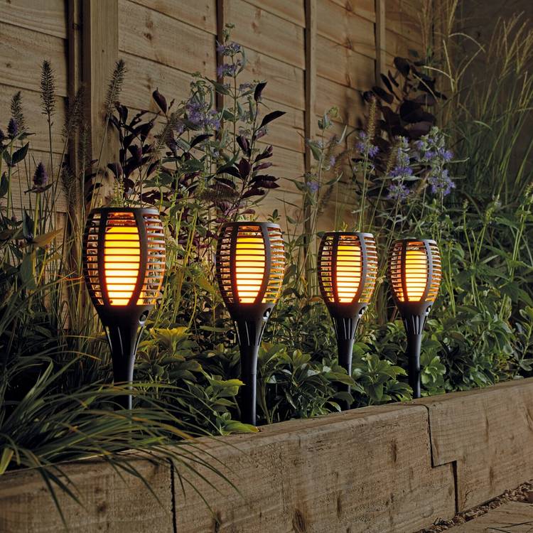 Garden by Sainsbury's Solar Dancing Flame Torch - 4 Pack 0