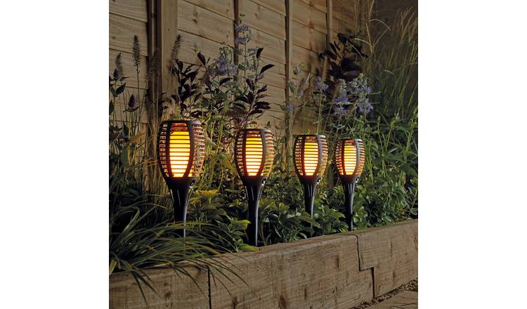 Garden by Sainsbury's Solar Dancing Flame Torch - 4 Pack