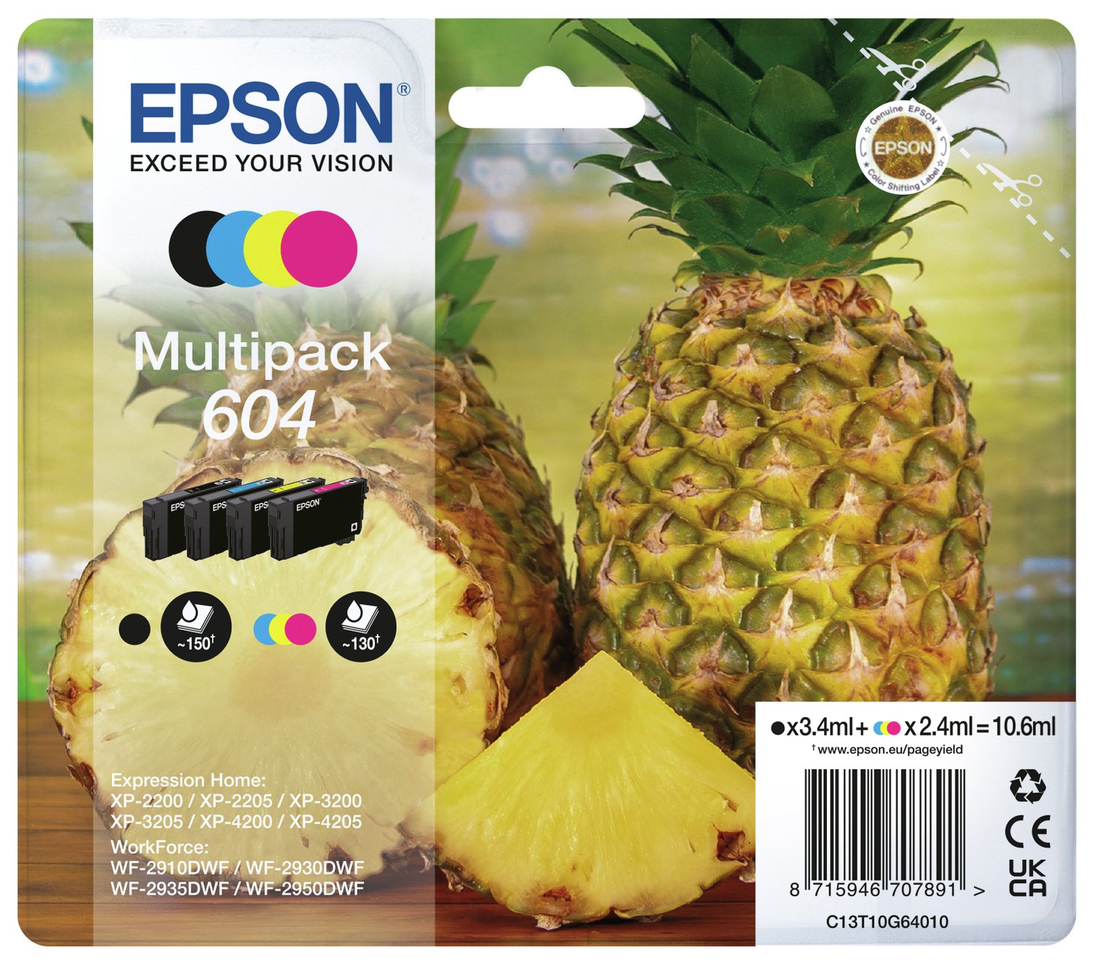 Epson 604 Pineapple 4 Ink Cartridges - Black & Colour