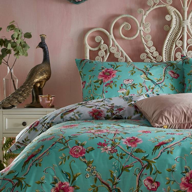 Furn Vintage Chinoiserie Floral Green Bedding Set- King size 0