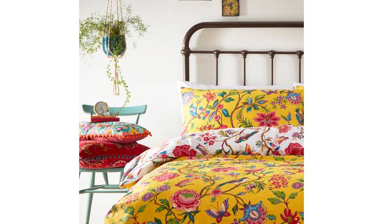 Amelie Orange Printed Abstract Floral Duvet Cover Set