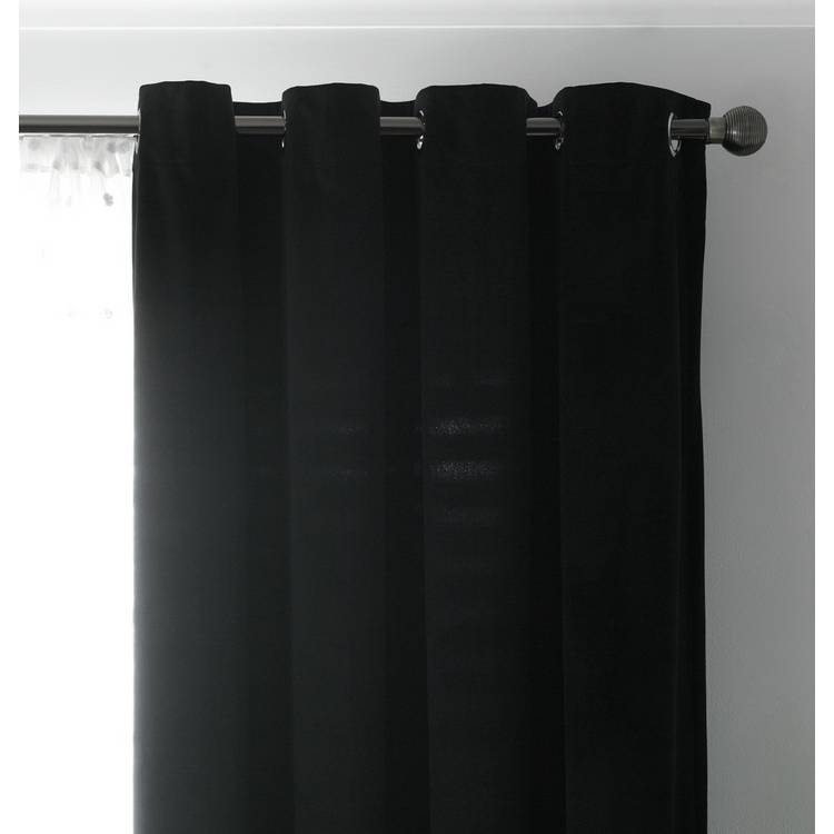 Habitat Plain Matt Velvet Eyelet Curtains - Black 0