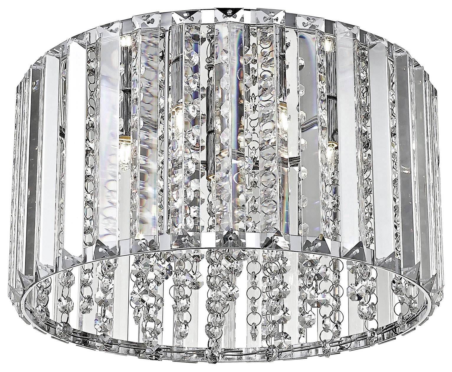 Impex Ferrara Crystal 4 Light Flush to Ceiling Light- Chrome