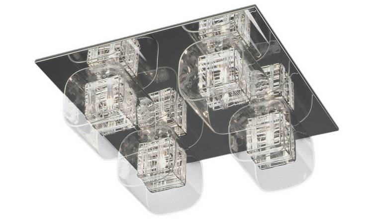 Impex Legano 4 Light Square Flush Ceiling Light - Chrome