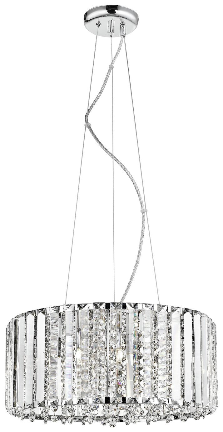 Impex Ferrara Crystal 5 Light Pendant Light - Chrome