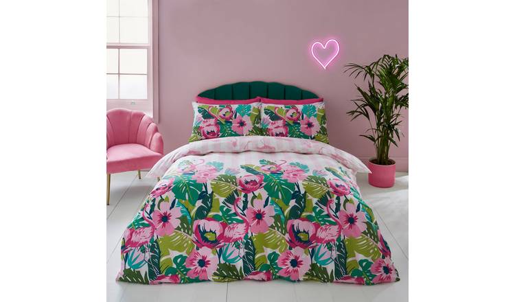 Sassy B Tropical Flamingo Stripe Pink Bedding Set - Single