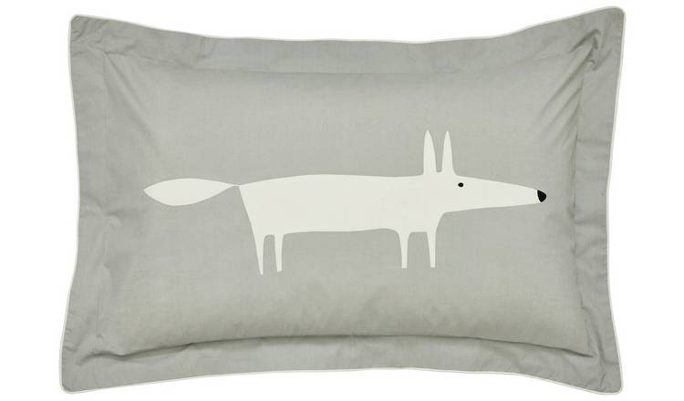 Scion Cotton Mr Fox Patterned Pillowcase - Silver