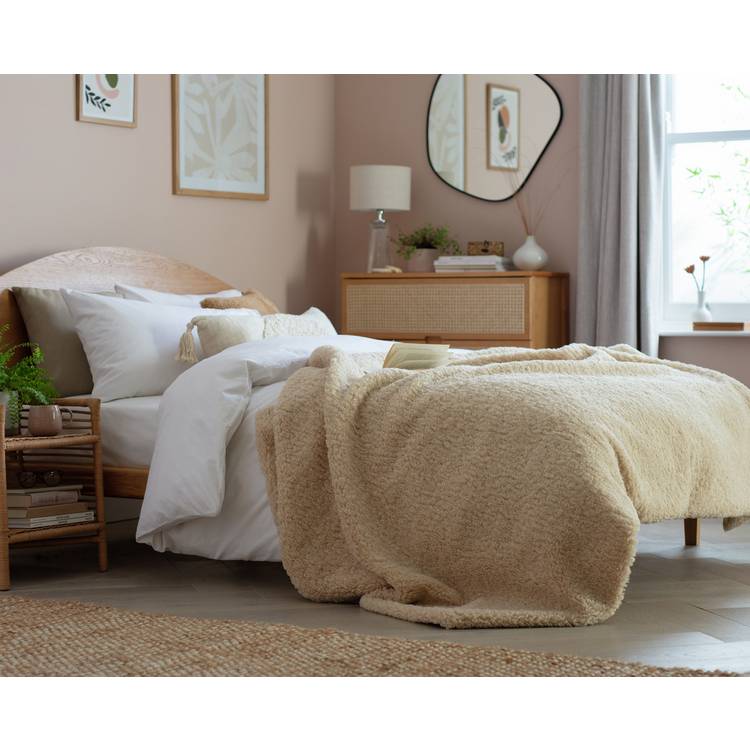 Habitat Faux Shearling Throw - Oatmeal - 150x200cm 0