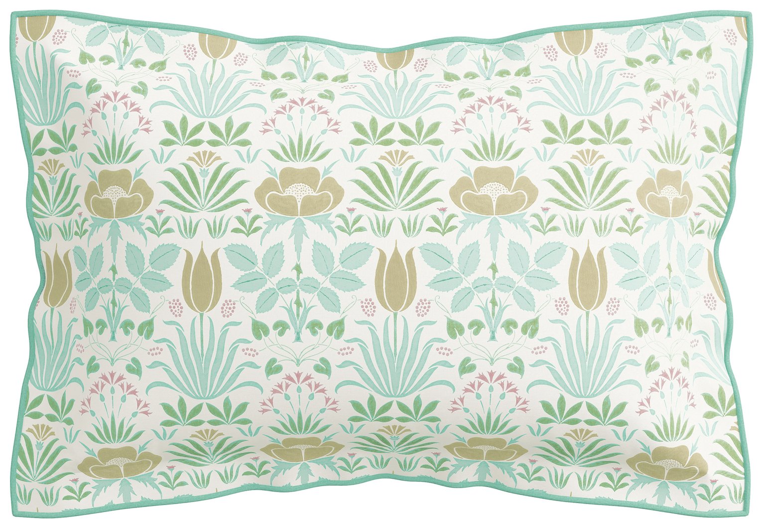 V&A Cotton 200 TC Voysey Anselm Pillowcase - Aqua