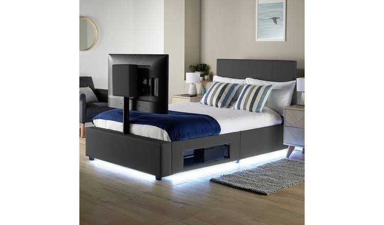 XR Living Ava Small Double TV LED Bed Frame - Grey