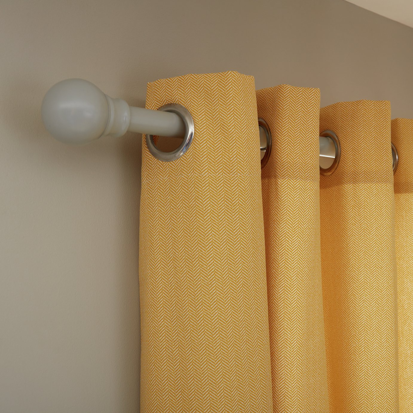 Habitat Herringbone Fully Lined Eyelet Curtain - Mustard