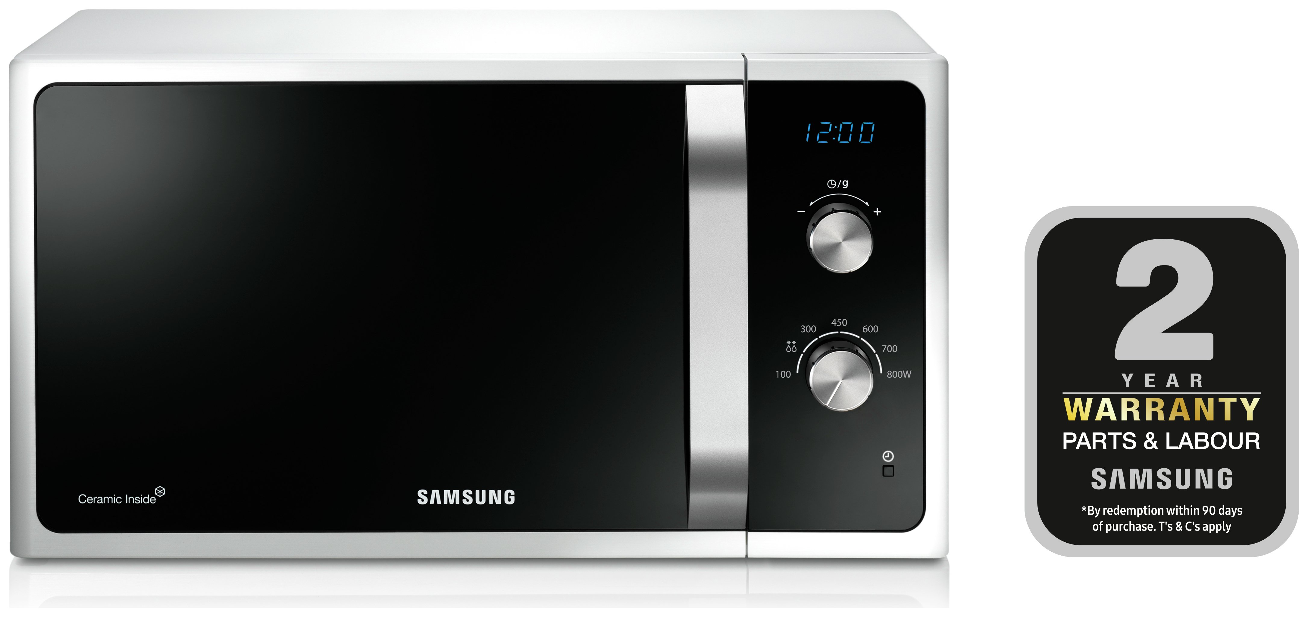 Samsung 800W Standard Microwave MS23F301EAW - White