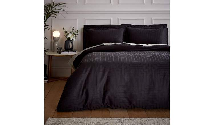Bianca Cotton 180 TC Geometric Black Bedding Set - King size