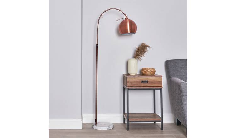 Copper curved shop floor lamp