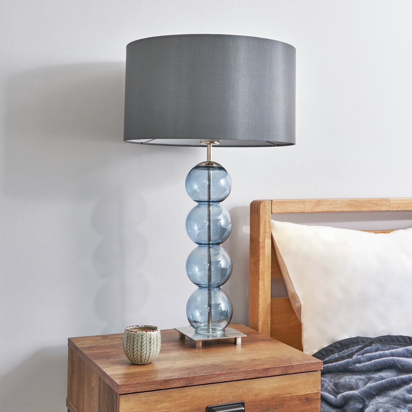 BHS Joni Ball Stacked Steel Table Lamp - Blue