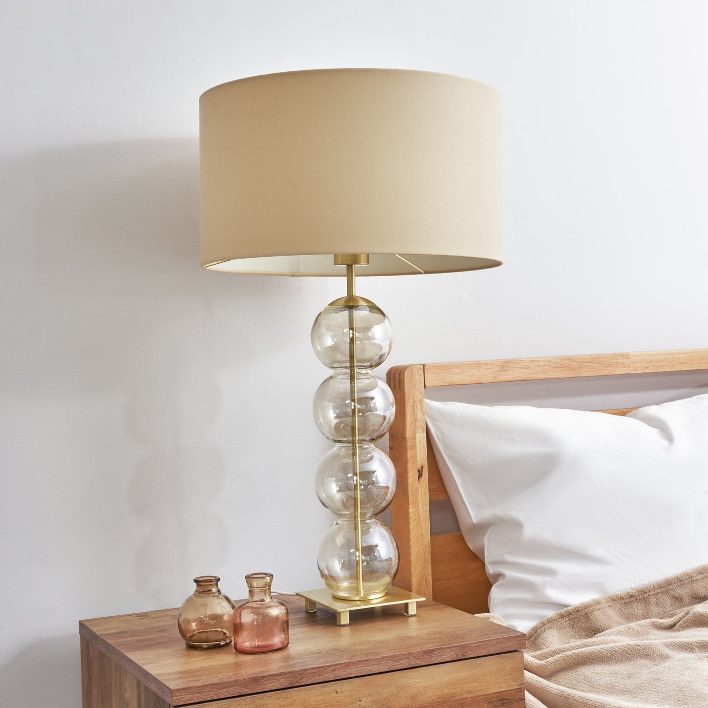 BHS Joni Ball Stacked Steel Table Lamp - Champagne