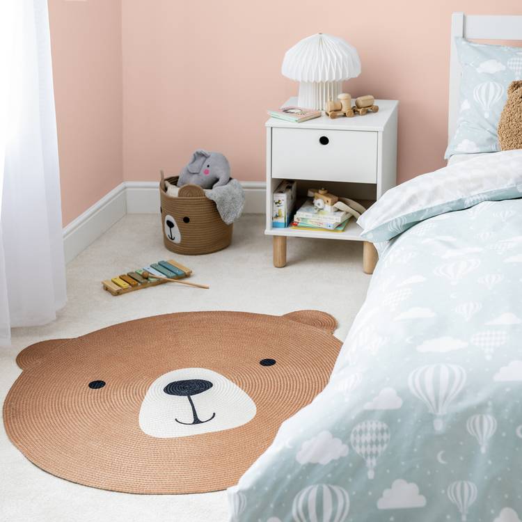 Habitat Kids Teddy Bear Round Brown Flatweave Rug - 100cm 0