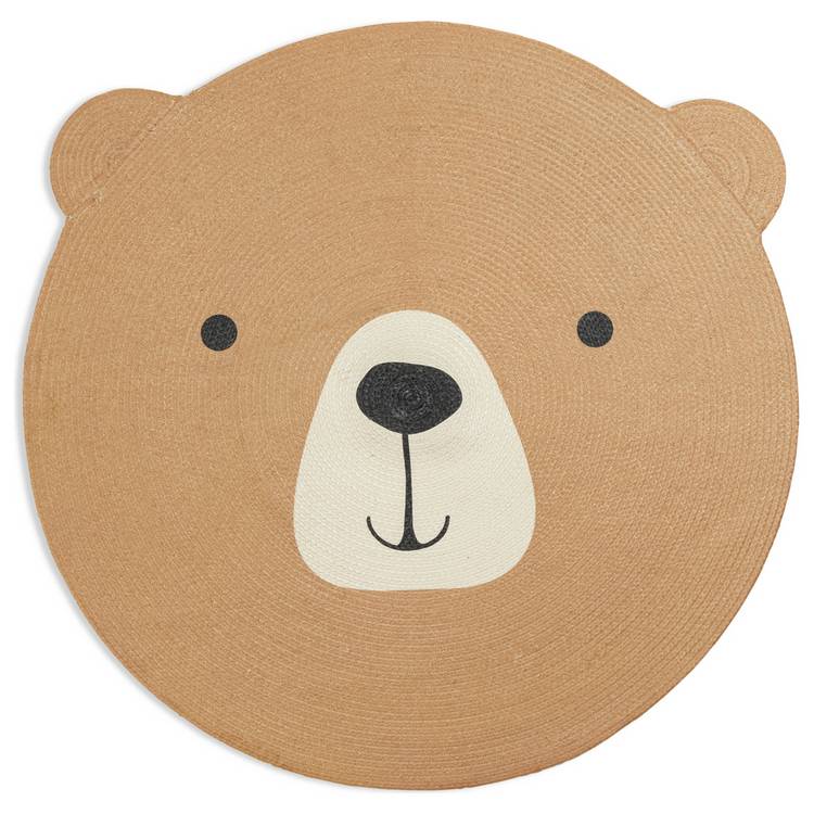 Buy Habitat Kids Teddy Bear Round Brown Flatweave Rug 100cm