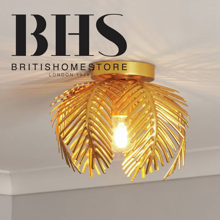 BHS Brooklyn Metal Flush to Ceiling Light - Brass 0