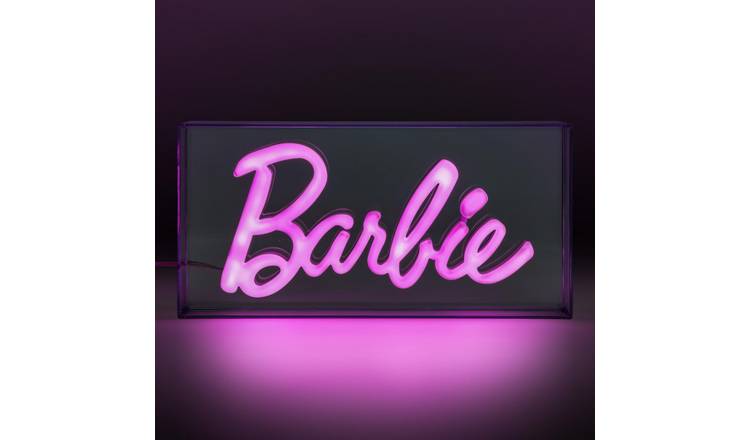 Barbie Neon Effect LED Kids Table Lamp - Clear & Pink