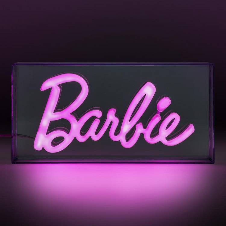 Barbie Neon Effect LED Kids Table Lamp - Clear & Pink 0