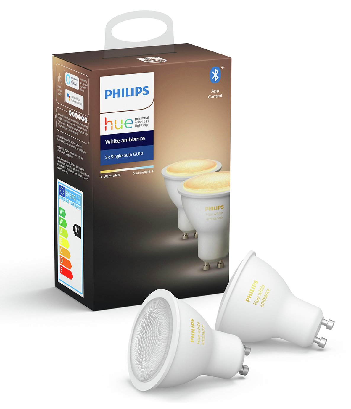 Philips Hue GU10 White Ambiance Smart Bulb with Bluetooth