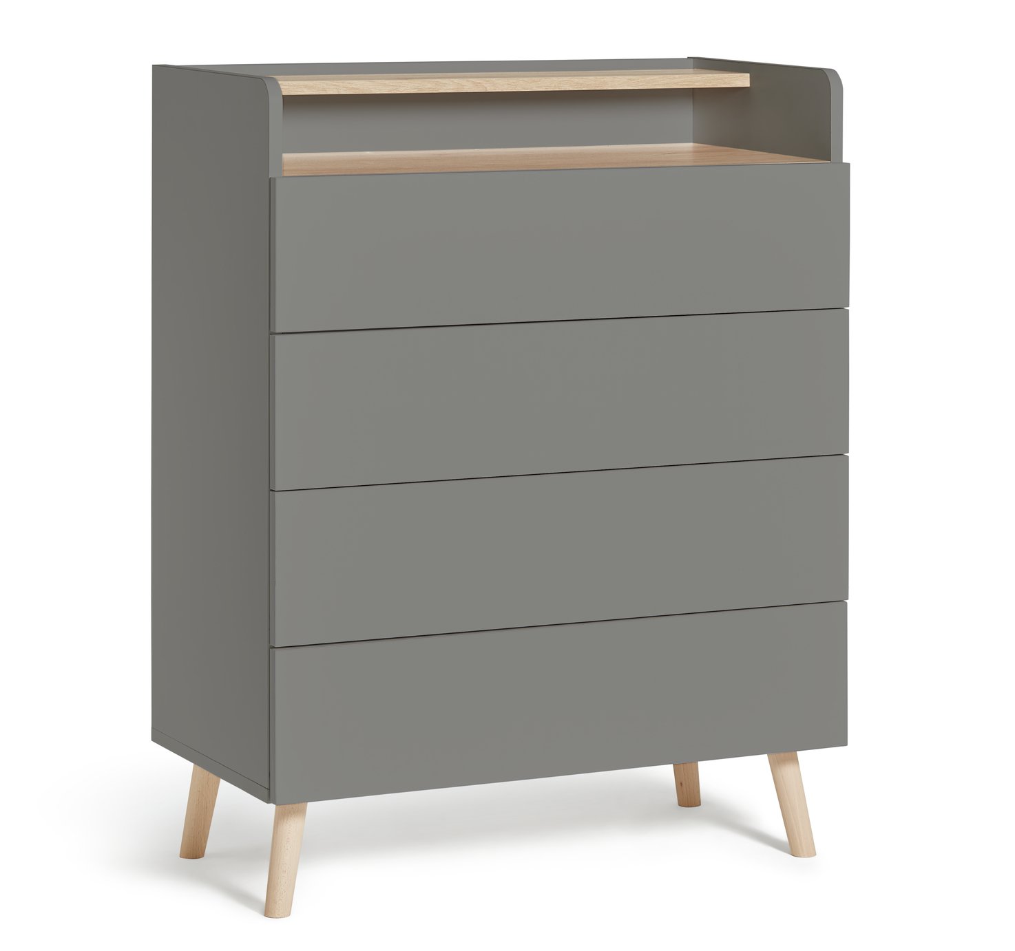 Habitat Skandi 4 Drawer Chest With Shelf - Grey