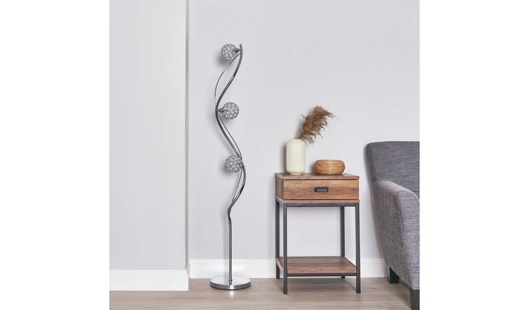 BHS Orchid 3 Light Multihead Floor Lamp - Chrome