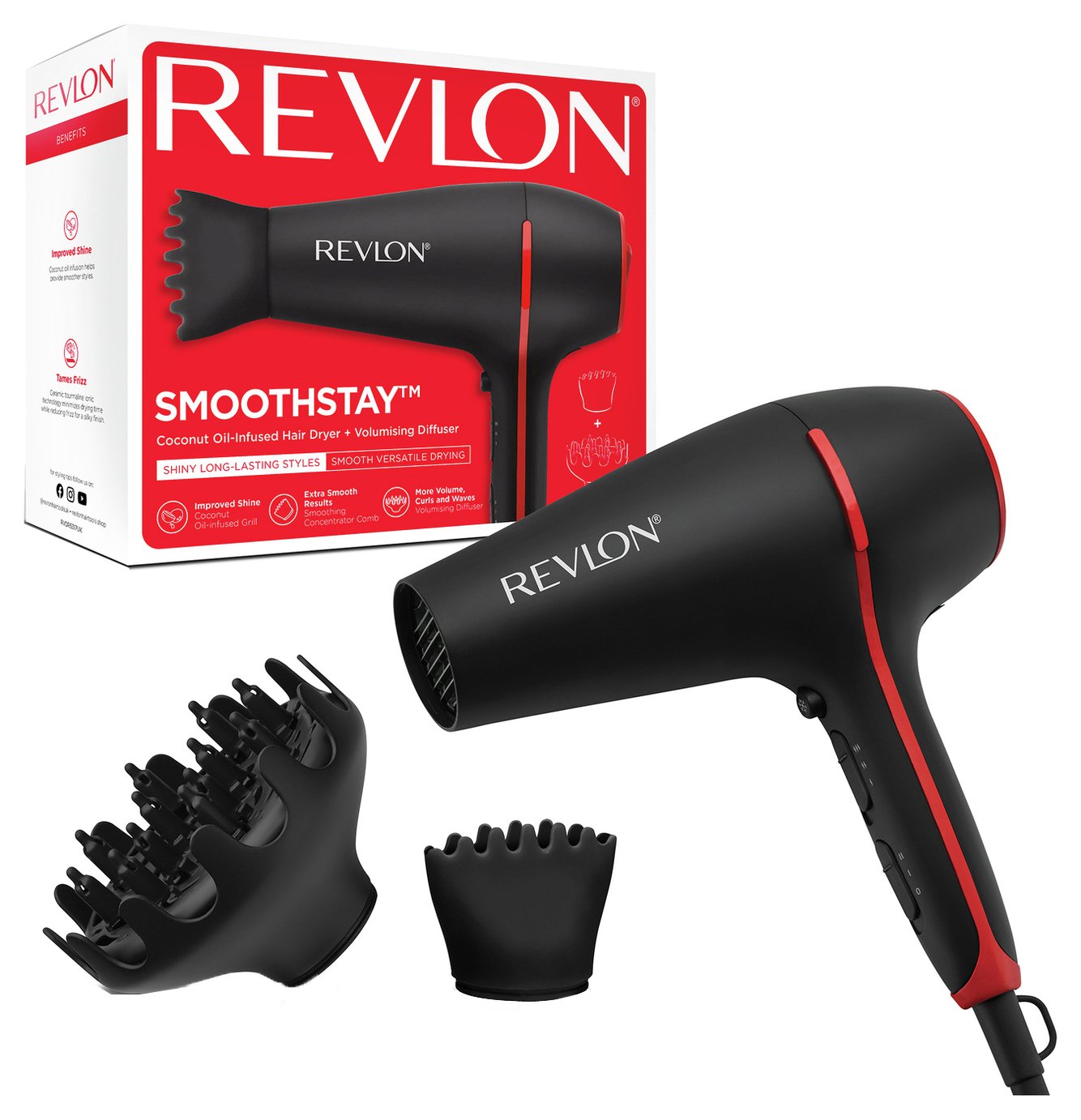 Revlon RVDR5317 Smoothstay Hair Dryer with Diffuser