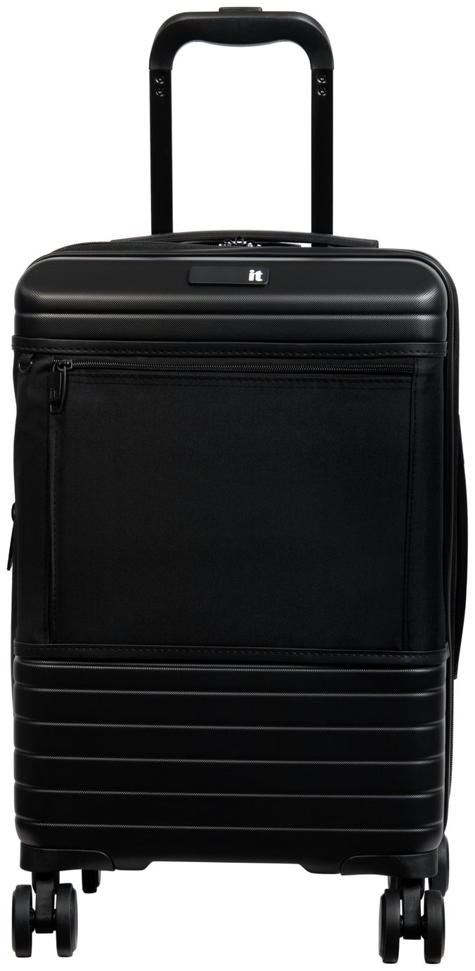 IT Hard Expandable 8 Wheel Cabin Suitcase - Black