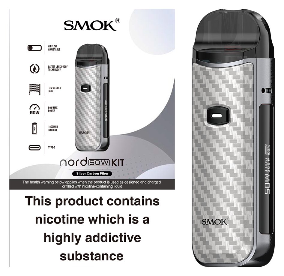 Smok Nord 50W Silver Carbon Pod Vape Kit