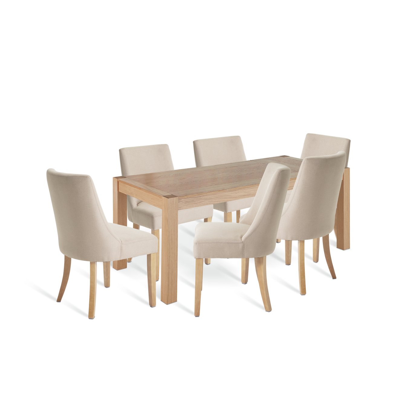 Habitat Alston Wood Extending Table & 6 Cream Chairs