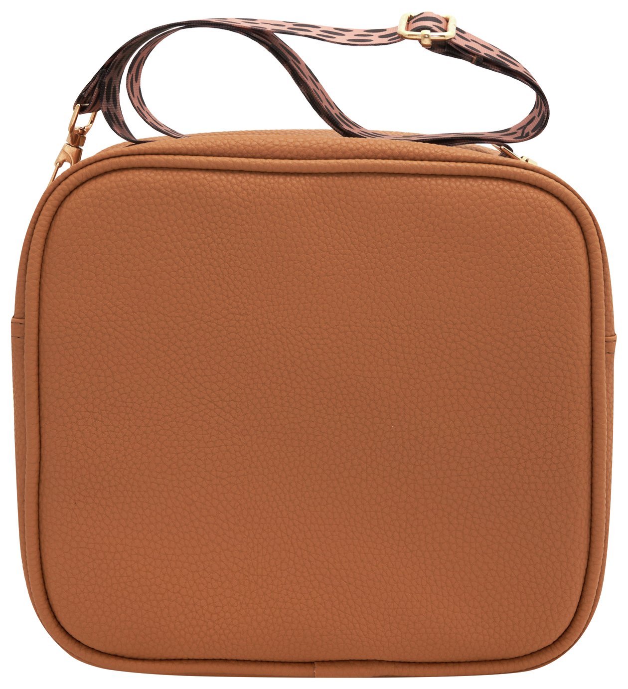 Tan Lunch Bag With Giraffe Print Strap