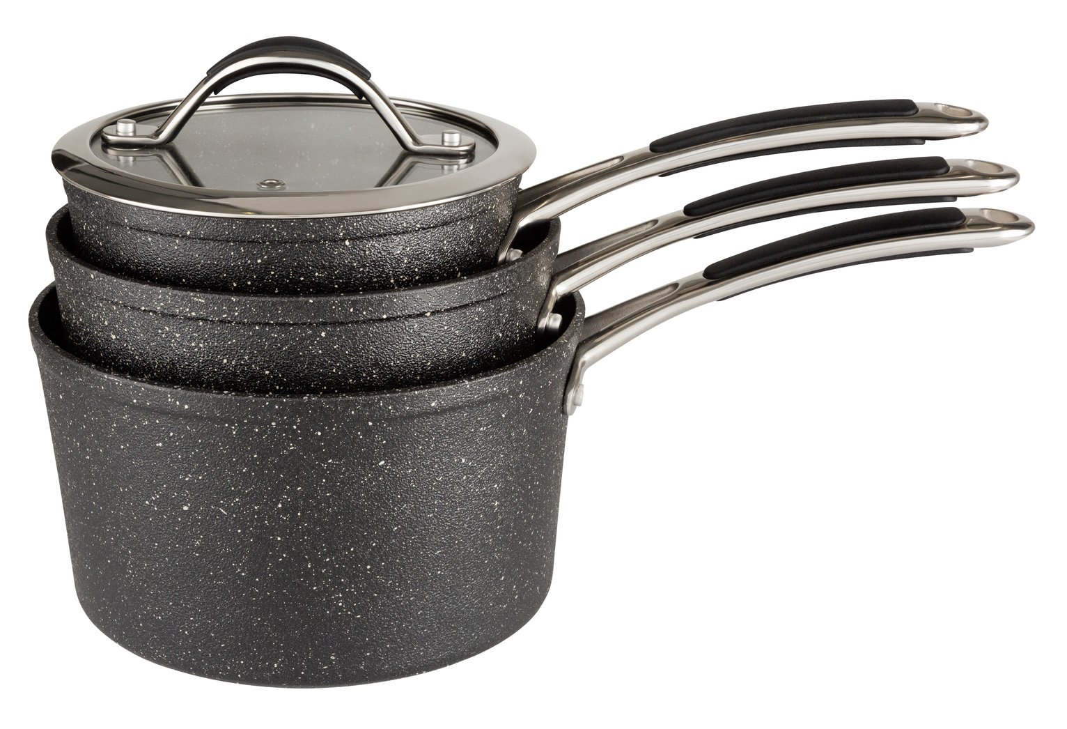 Argos Home 3 Piece Rock Effect Saucepan Set