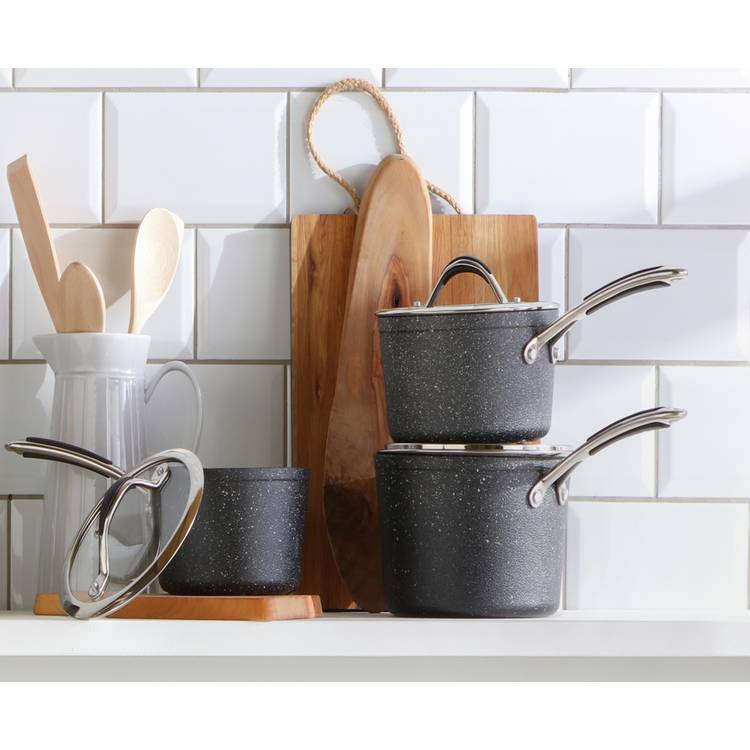 Habitat 3 Piece Rock Effect Saucepan Set 0