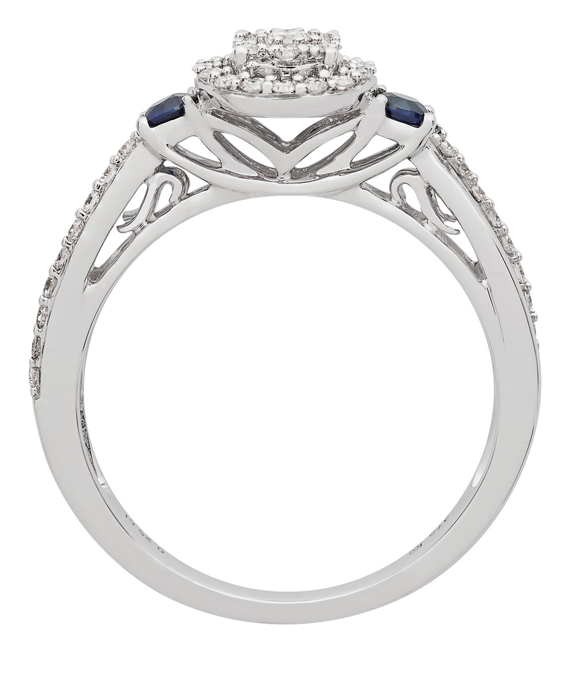 Revere 9ct White Gold Sapphire & 0.33ct Diamond Halo Ring -P Review