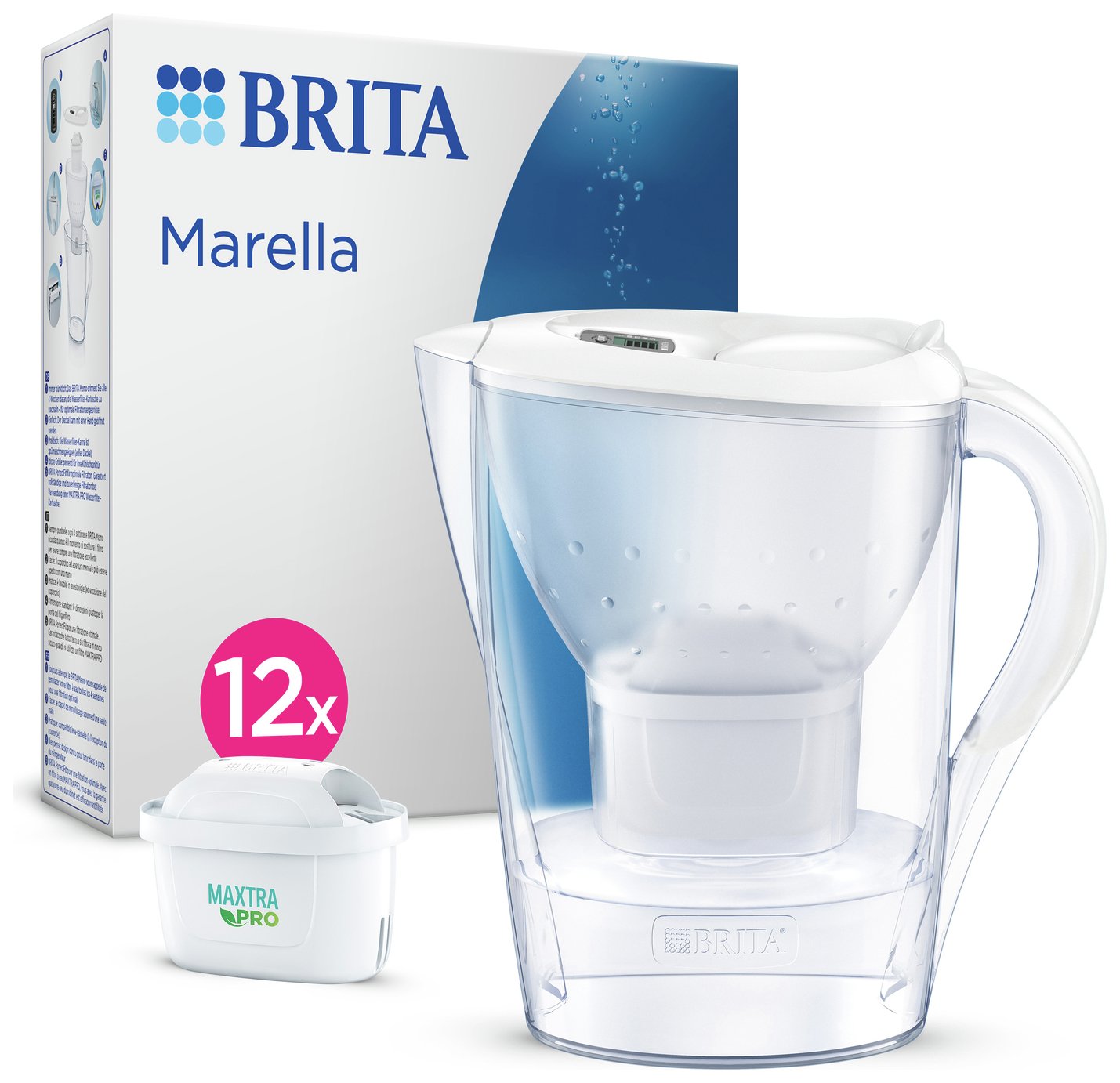 BRITA Marella Water Filter Jug Annual Pack White 2.4L