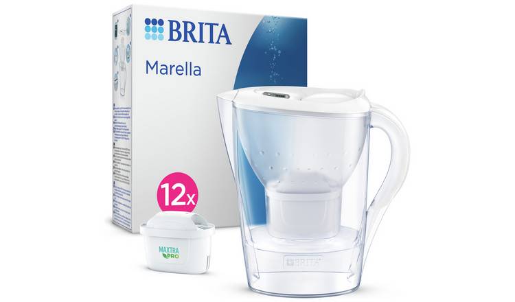 BRITA Marella Water Filter Jug Annual Pack White 2.4L