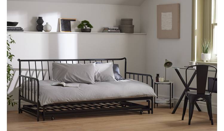 Buy Habitat Kanso Metal Guest Bed with Trundle Black Folding